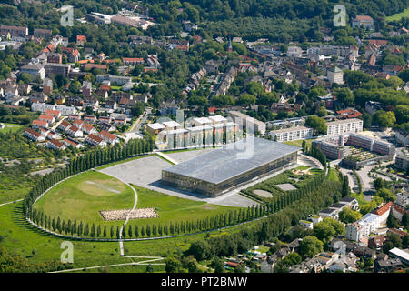 Luftbild, solar Akademie Mont Cenis, Herne-Sodingen, Europas größtes Solardach, Solaranlagen, erneuerbare Energie, Event Center, hotel, Luftaufnahme, der ASB und care center Mont-Cenis, Herne, Ruhrgebiet, Nordrhein-Westfalen, Deutschland, Europa, Stockfoto