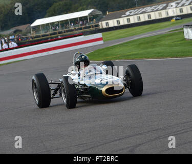 James King, Brabham Climax BT7, Glover Trophy, 1500 cc Grand Prix Autos, 1961 bis 1965, Goodwood Revival 2018, September 2018, Automobile, Autos, Stromkreis Stockfoto