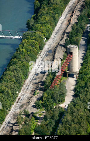 Luftaufnahme, Emscher Kunst, Ayse Erkmen, Tower 79 Im ehemaligen Kohlebunker der Schurenbachhalde Essen, das schwarze Gold, Essen, Ruhrgebiet, Nordrhein-Westfalen, Deutschland, Europa, Stockfoto