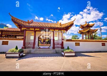 Chinesischer Pavillon im Donaupark Wien, Hauptstadt von Österreich Stockfoto