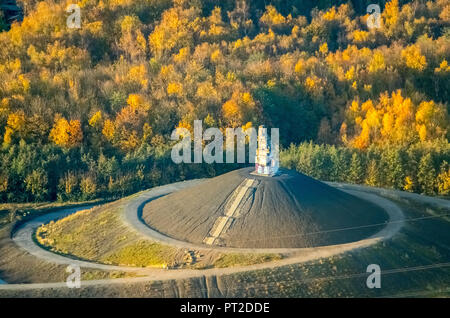 Tipps Rheinelbe in Gelsenkirchen, verderben Tipp der ehemaligen Rheinelbe Mine, Skulptur Himmelstreppe, Künstler Herman Prigann, Route der Industriekultur, Gelsenkirchen, Ruhrgebiet, Nordrhein-Westfalen, Deutschland Stockfoto