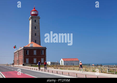 Leuchtturm Farol Penedo da Saudade, Sao Pedro de Moel, Portugal Stockfoto