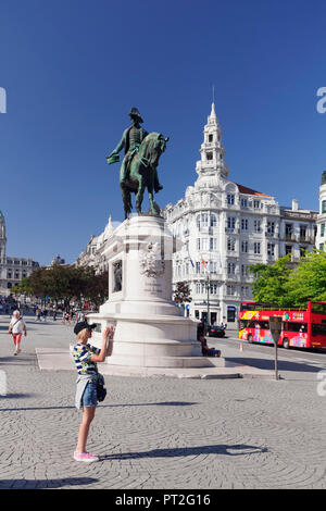 Denkmal für Dom Pedro IV, Praça da Liberdade Avenida dos Aliados, Porto, Norte, Portugal Stockfoto