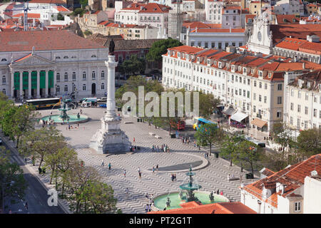 Spalte mit Statue von König Dom Pedro IV, Rossio, Praça Dom Pedro IV, Baixa, Lissabon, Portugal Stockfoto