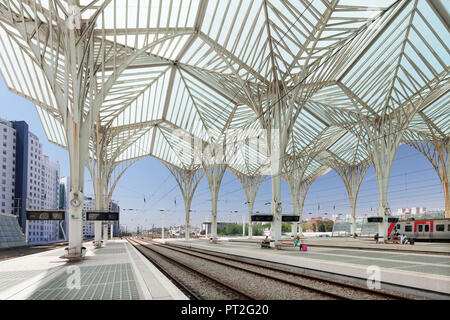 Der Bahnhof Gare do Oriente, Architekt Santiago Calatrava, Lissabon, Portugal Stockfoto