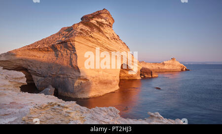 Sandstein formation Capu Pertusato, Bonifacio, Corse, Korsika, Frankreich Stockfoto