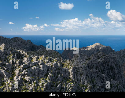 Blick vom Coll dels Reis, Tramuntana, Mallorca, Balearen, Spanien Stockfoto