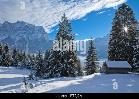 Österreich, Tirol, Winter, Landschaft in der Nähe von Ehrwald Stockfoto