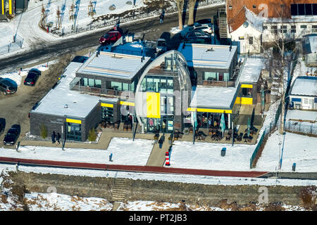 Stockum mit ADAC Camping ADAC yachting School, Winterwetter, Ebbe in Möhnesee, Sauerland Stockfoto