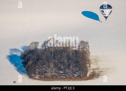 Hot Air Balloon Tutima D-OTGL während der Landung auf einem Schnee, Winter Wetter, Sauerland Stockfoto