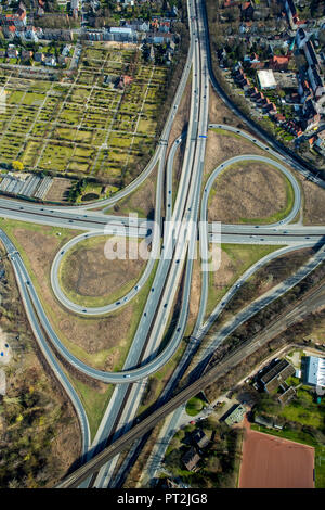 Schnittpunkt Herne, Autobahn 42 und der Autobahn 43, Emscherschnellweg, Ruhrgebiet, Nordrhein-Westfalen, Deutschland Stockfoto