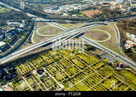 Schnittpunkt Herne, Autobahn 42 und der Autobahn 43, Emscherschnellweg, Ruhrgebiet, Nordrhein-Westfalen, Deutschland Stockfoto