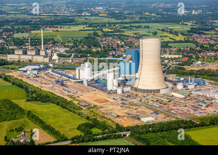 Kraftwerk Datteln 4, Kohlekraftwerk, Bau nach dem Bau freeze, Datteln, Ruhrgebiet, Nordrhein-Westfalen, Deutschland Stockfoto