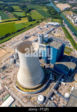 Kraftwerk Datteln 4, Kohlekraftwerk, Bau nach dem Bau freeze, Datteln, Ruhrgebiet, Nordrhein-Westfalen, Deutschland Stockfoto