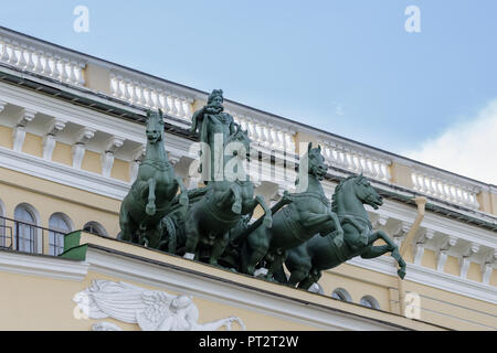 Skulptur Gruppe Alexandrinsky Theater in St. Petersburg, Russland Stockfoto