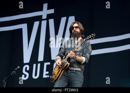 MADRID - SEP 8: Viva Suecia (Band) im Konzert an Dcode Music Festival führen Sie am 8. September 2018 in Madrid, Spanien. Stockfoto