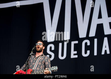 MADRID - SEP 8: Viva Suecia (Band) im Konzert an Dcode Music Festival führen Sie am 8. September 2018 in Madrid, Spanien. Stockfoto