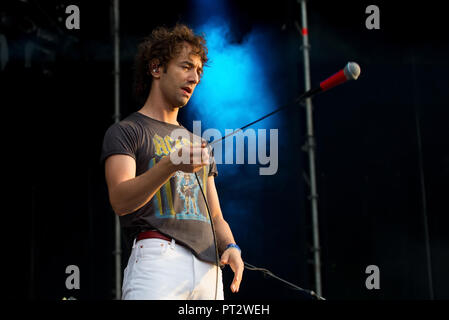 MADRID - SEP 8: Albert Hammond jr führt im Konzert an Dcode Music Festival am 8. September 2018 in Madrid, Spanien. Stockfoto