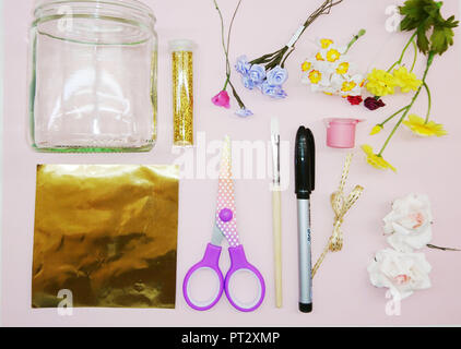 Heimwerker, Basteln, Bleistifthalter, Einhorn Stockfoto