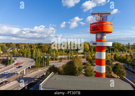 HAMBURG/Deutschland - 28. SEPTEMBER 2018: Landschaft Blick vom deutschen Flughafen Hamburg Stockfoto