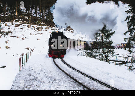 Deutschland, Sachsen-Anhalt, Harz, Brocken, Schmalspurbahn Stockfoto