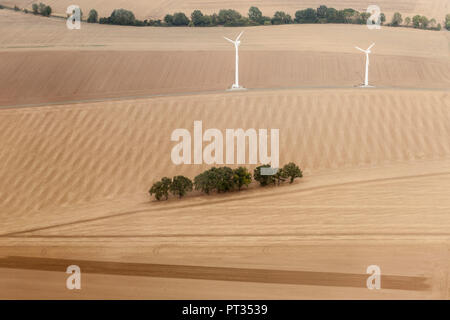 Luftbild der Soester Börde, Haarstrang, Deutschland, Windkraftanlagen auf landwirtschaftlichen Flächen, Haarstrang, Stockfoto