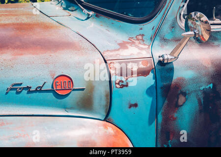 Ford F 100, US-Car, Oldtimer, Oldtimer, Detail, Stockfoto