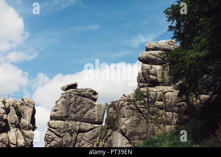 Teutoburger Wald, "Externsteine" Felsformation im Sommer Stockfoto