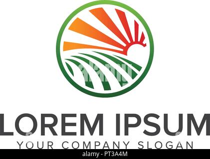 Sun Garden Landschaft Logo Design Konzept Vorlage Stock Vektor