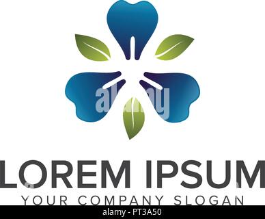 Zahnmedizinische leaf Logo Design Konzept Vorlage Stock Vektor