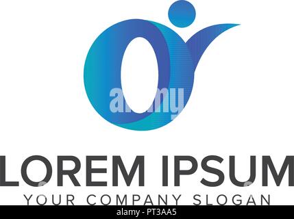 Menschen mit dem Buchstaben O Logo Design Konzept Vorlage Stock Vektor