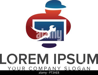 Menschen Dienstleistungen Logo. elektrische Dienstleistungen Logo Design Konzept Vorlage Stock Vektor