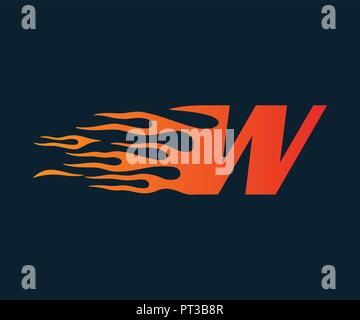 Buchstabe W flame Logo. Speed Logo Design Konzept Vorlage Stock Vektor