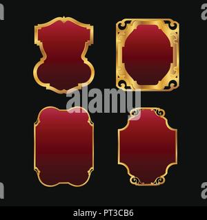Etiketten mit 3D-Dekorative rote Golden frames Sammlung Stock Vektor