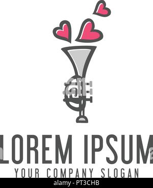 Liebe Saxophon Logo. Trompete Design Konzept Vorlage Stock Vektor