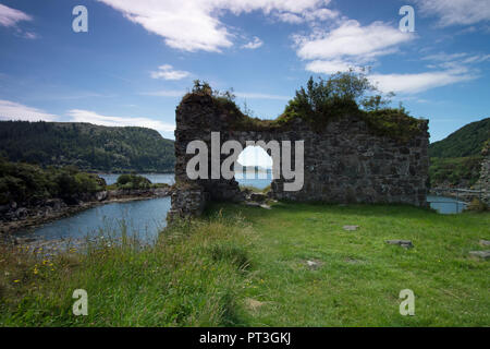 Strome Burg ist die Ruine einer lowland Castle am Ufer des Loch Carron in Stromemore, 5,5 km südwestlich des Dorfes Lochcarron. Stockfoto