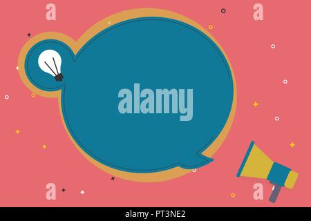 Flaches Design business Vector Illustration Konzept leere Raum modernen abstrakten Hintergrund geometrische Element. Leere Runde Sprechblase mit Glühbirne Id Stock Vektor