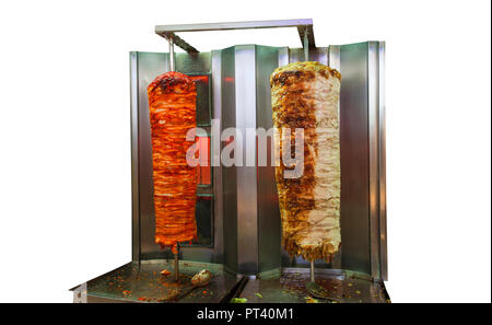 Arabisch shawarma Fleisch auf weißem Hintergrund Stockfoto