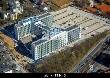 Vonovia neue Konstruktion, an der Wasserstraße, Sitz der Immobilienfirma an der Universitätsstraße gegenüber Neubau 7 Steine in Bochum, Ruhrgebiet, Nordrhein-Westfalen, Deutschland Stockfoto