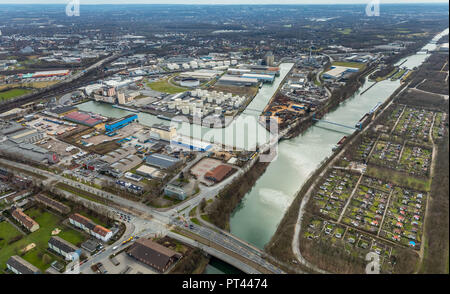 Stadthafen Gelsenkirchen auf dem Rhein-Herne-Kanal in Gelsenkirchen, Ruhrgebiet, Nordrhein-Westfalen, Deutschland Stockfoto