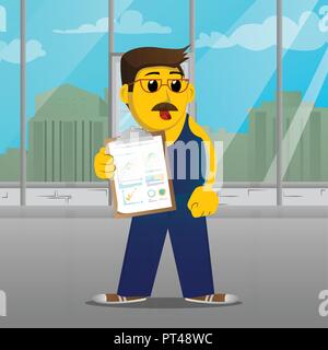 Gelbe Mann zeigt. Vektor Cartoon Illustration. Stock Vektor