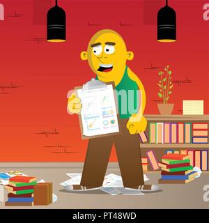 Gelbe Mann zeigt. Vektor Cartoon Illustration. Stock Vektor