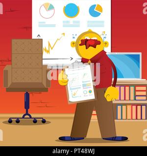 Gelbe Mann zeigt. Vektor Cartoon Illustration. Stock Vektor