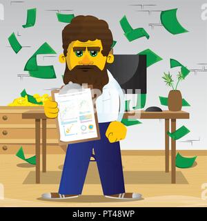 Gelbe Mann zeigt. Vektor Cartoon Illustration. Stock Vektor