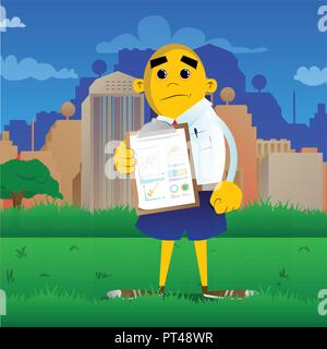 Gelbe Mann zeigt. Vektor Cartoon Illustration. Stock Vektor