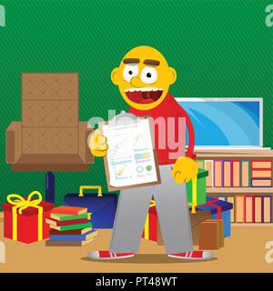 Gelbe Mann zeigt. Vektor Cartoon Illustration. Stock Vektor