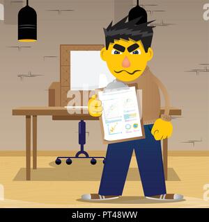 Gelbe Mann zeigt. Vektor Cartoon Illustration. Stock Vektor