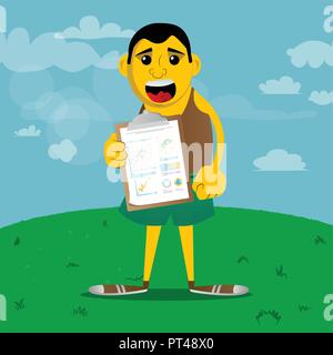 Gelbe Mann zeigt. Vektor Cartoon Illustration. Stock Vektor