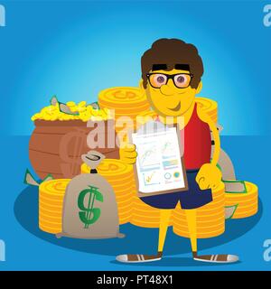 Gelbe Mann zeigt. Vektor Cartoon Illustration. Stock Vektor