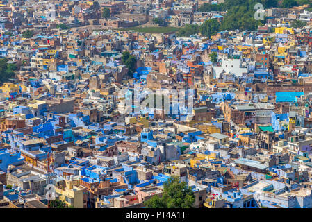 Luftaufnahme von Jodhpur, die blaue Stadt in Rajasthan Stockfoto